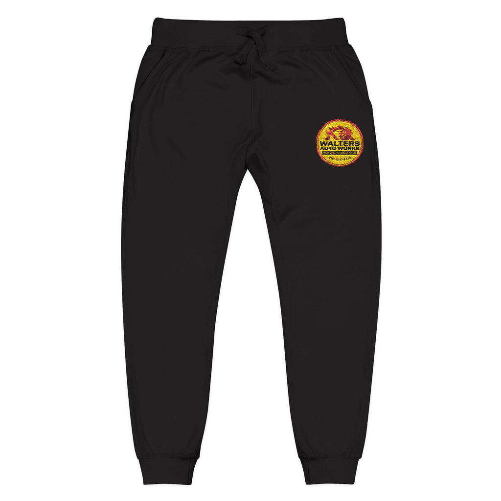 Embroidered Retro Sunrise Joggers — Vintage Crest Fleece Sweatpants
