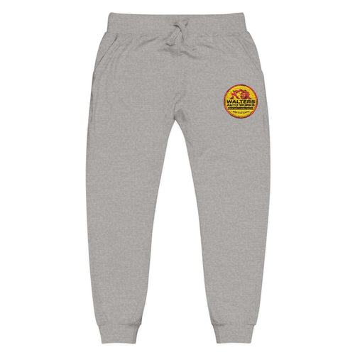 Embroidered Retro Sunrise Joggers — Vintage Crest Fleece Sweatpants